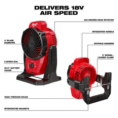 2022新款美沃奇Milwaukee Tool M12 安裝風扇(淨機) MILWAUKEE美沃奇(美行)