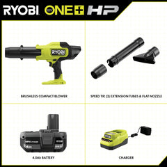 RYOBI 18V ONE+ HP 緊湊型無刷 220 CFM 鼓風機4AH 電池*1+叉機套裝(New) RYOBI 良明(美國)