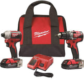 美國Milwaukee 2892 M18 緊湊型無刷鑽孔/衝擊起子雙電5.0AH組合套裝 MILWAUKEE美沃奇(美行)