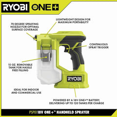 美國Ryobi One PSP01 18V 無線小型手持式消毒噴霧機套裝,1.5 Ah*1 電池和充電器 RYOBI 良明(美行)
