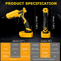 Dewalt得偉充電式熱膠槍,適用於 Dewalt 18/20V Max 鋰離子電池,30 秒快速預熱熱熔膠槍帶 30 根膠棒(7*150 毫米),用於工藝品和 DIY 及維修(僅限工具) 鋰電池接口無線熱膠槍