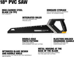 ToughBuilt 18" PVC 鋸,雙刃齒設計鋸,高碳鋼刀片 - (TB-H4-26-18) TOUGHBUILT
