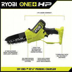 新品發售RYOBI 18V ONE+ HP 6" 緊湊型無刷修剪電鋸 RYOBI 良明(美行)