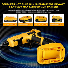 Dewalt得偉充電式熱膠槍,適用於 Dewalt 18/20V Max 鋰離子電池,30 秒快速預熱熱熔膠槍帶 30 根膠棒(7*150 毫米),用於工藝品和 DIY 及維修(僅限工具) 鋰電池接口無線熱膠槍