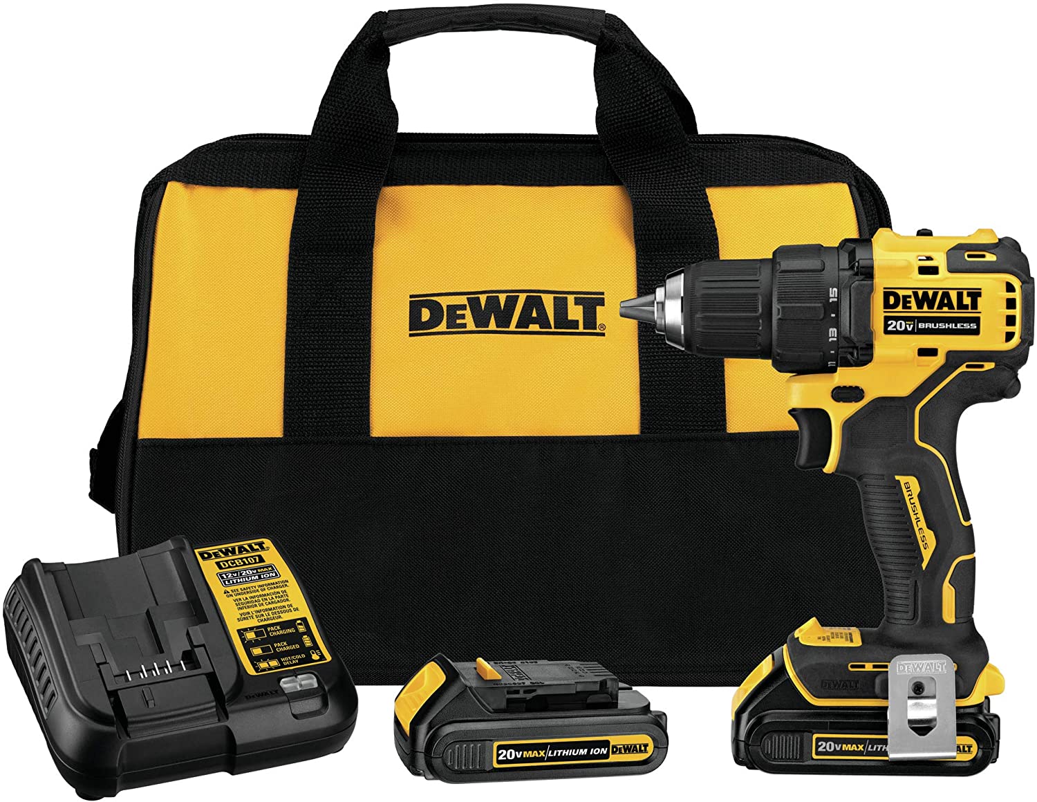 美版DeWalt 得偉 220V MAX 無線 電鑽調扭起子機 小巧 1/2 英吋雙電1.5AH套裝(現貨發售) DEWALT得偉(美行)