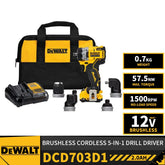 DEWALT DCD703D1 無刷無線緊湊型 5 合 1 電鑽電動螺絲起子 12V 鋰電動工具附電池充電器 DEWALT得偉(美行)