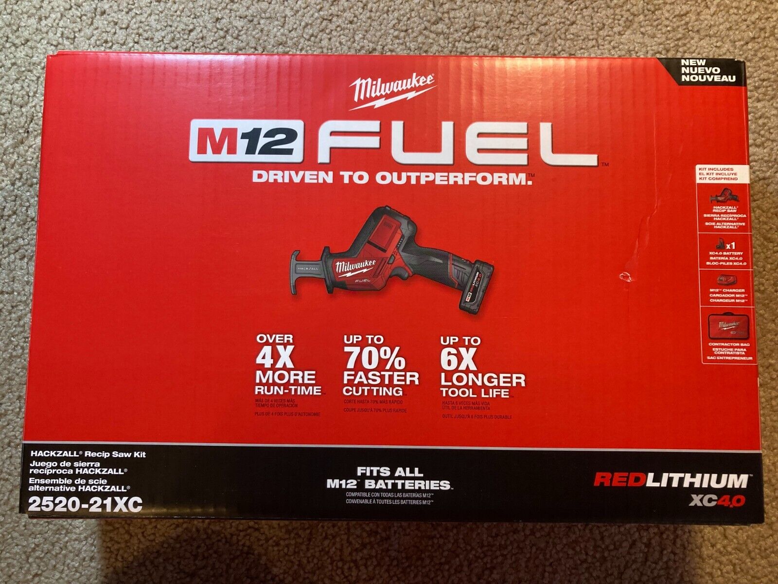 美國Milwaukee 2520-21XC M12 FUEL 無刷 Hackzall 往復鋸套裝 4.0 Ah *1全新 MILWAUKEE美沃奇(美行)