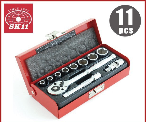 日本SK11套筒扳手套裝1/4工具套裝工具套裝11PCS棘輪工具套裝 (預購商品) 日本SK11