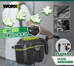 WORX 威克士 20V 吸塵機+高壓清洗機套裝 WG630E.5 + 電池轉插器 WA4601 + 吸塵吸水機 WU036【虎年優惠】 WORX 威克士