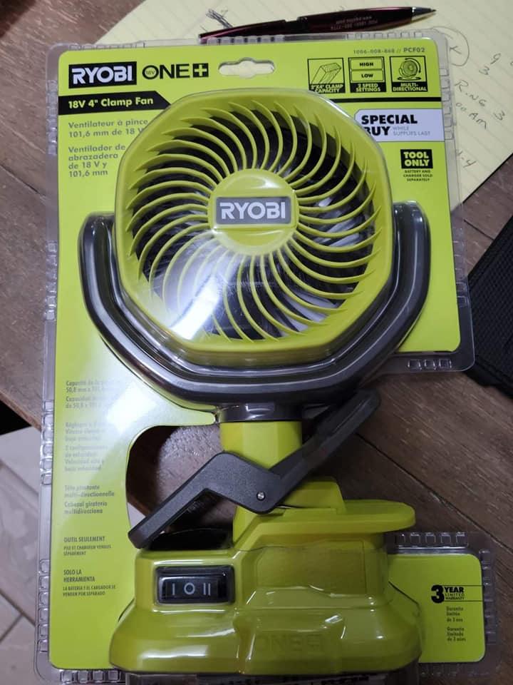 RYOBI 18V 便攜式風扇帶夾（淨機） RYOBI 良明（美行）