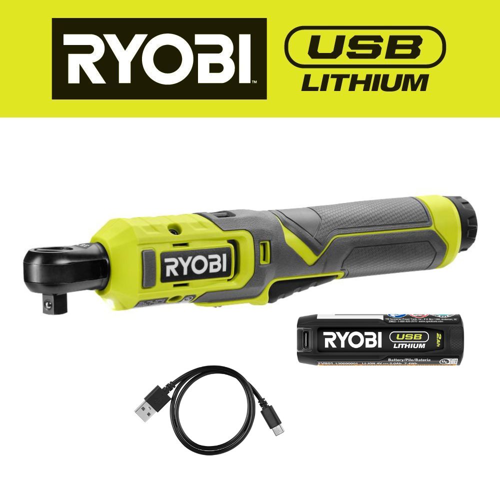 RYOBI USB 鋰電池 3/8"棘輪套裝-新品獨家販售 RYOBI