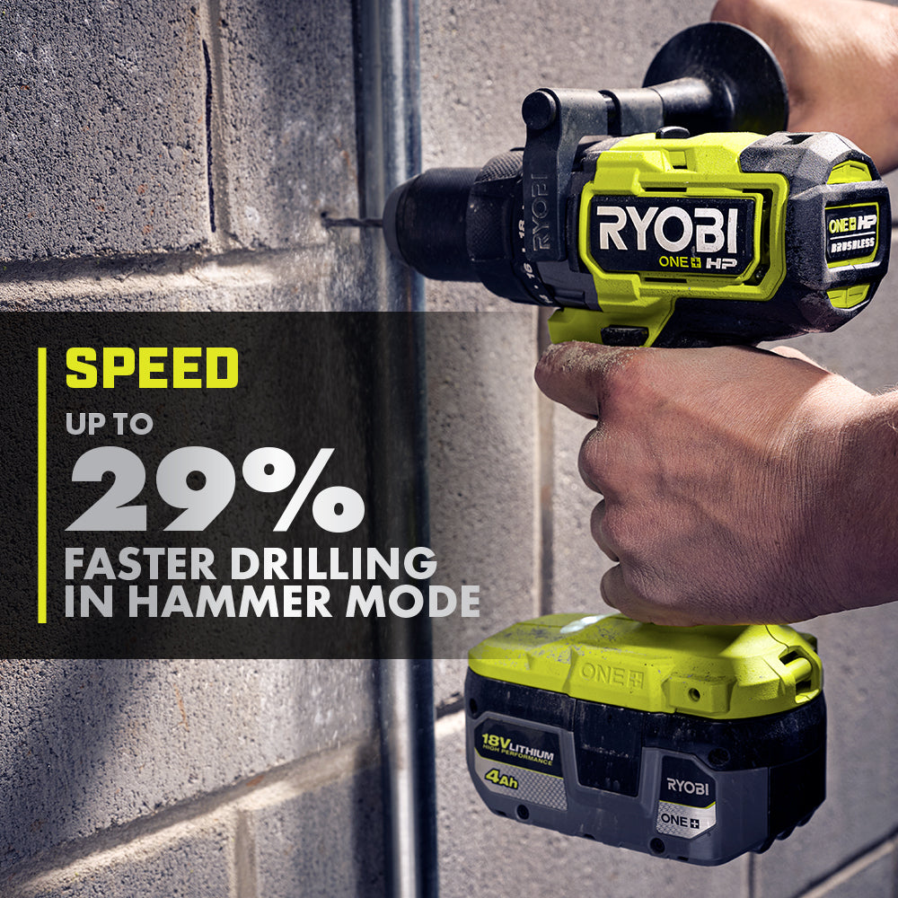 RYOBI ONE+ HP 18V 無刷無繩 1/2 英寸鎚鑽套裝 RYOBI 良明（美行）