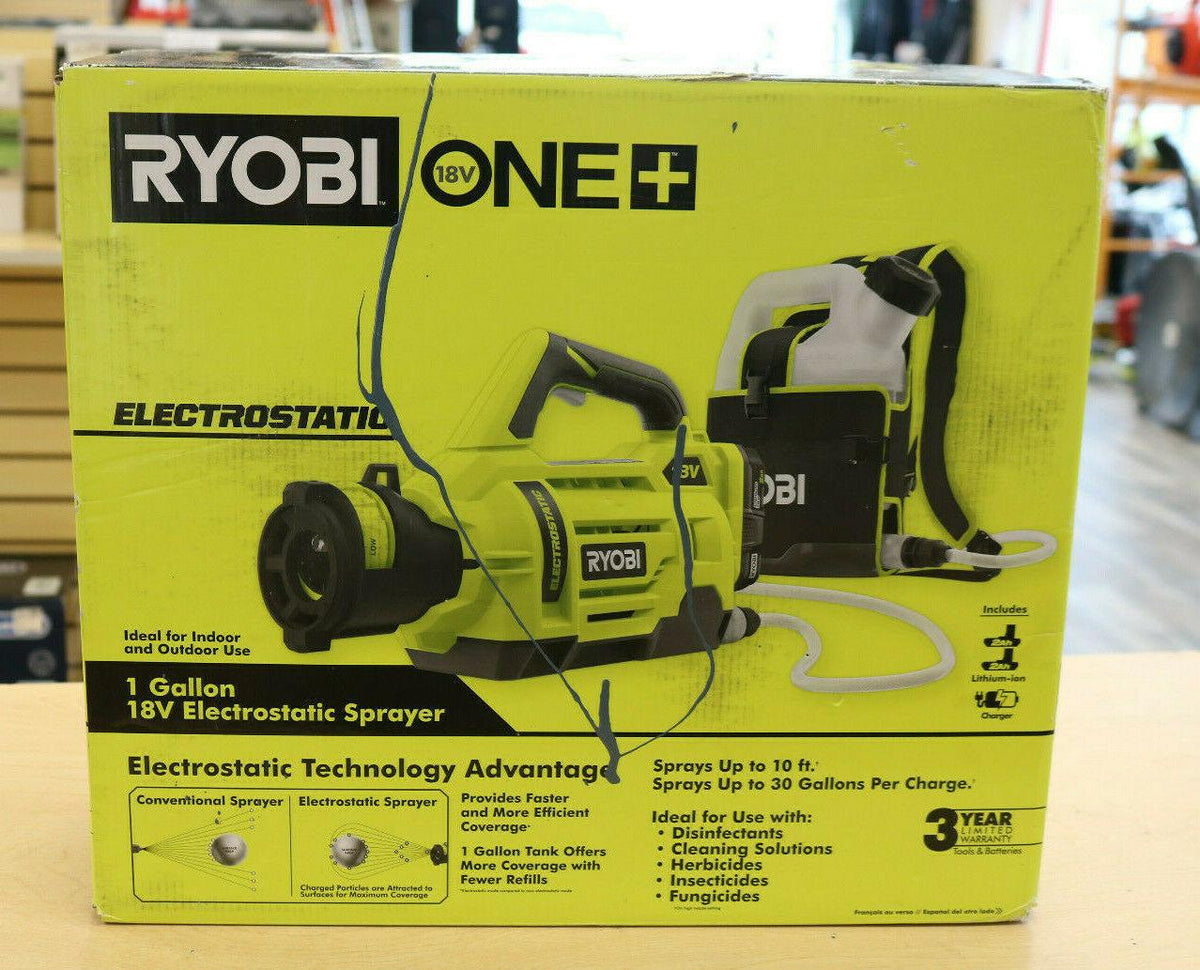 新款美國Ryobi 18V ONE+ 無繩靜電噴霧機 1 加侖+ 2.0 Ah*2電池充電器帶背包套裝（現貨） RYOBI 良明（美行）