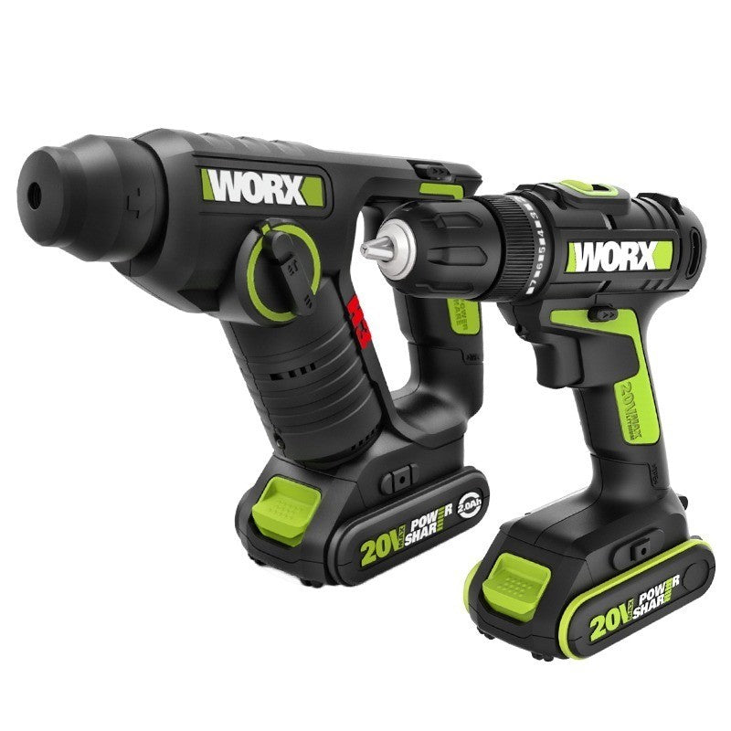 WORX 威克士 - WU938 （WU380S+WU182）20V 無刷兩用油壓鑽+無刷電鑽孖寶套裝帶鑽咀/ 批咀 WORX 威克士